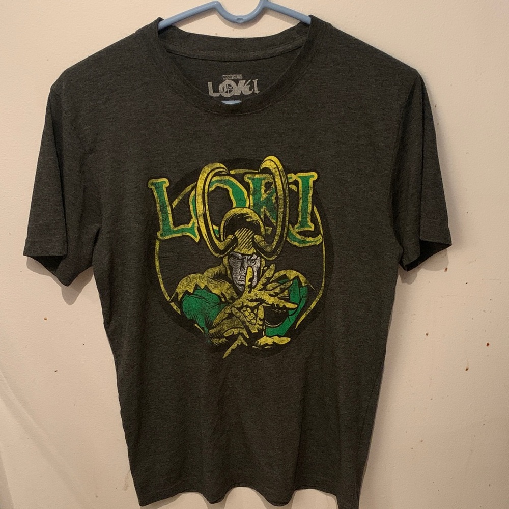Marvel Charcoal Grey Loki Graphic 65/35 Cotton Blend Tee SZ M